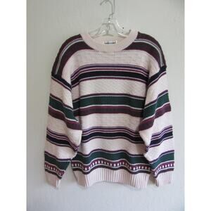 NEW ERA Stripe Vintage M Cotton Crew Neck Pullover USA Colorblock Sweater